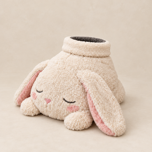 Sleepy Bunny Heated Foot Warmer in cream sherpa